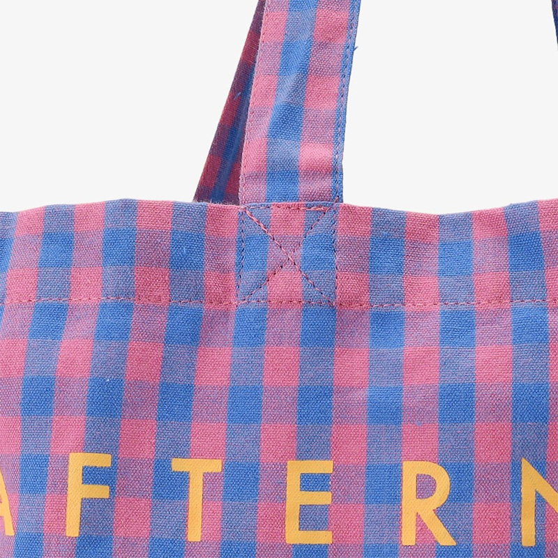 Afternoon Tea Pink Gingham Tote Handle Stitching