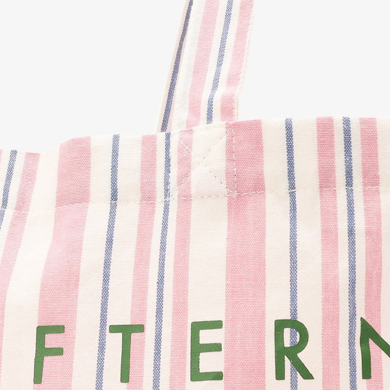 Afternoon Tea Pink Stripe Tote Handle Stitching