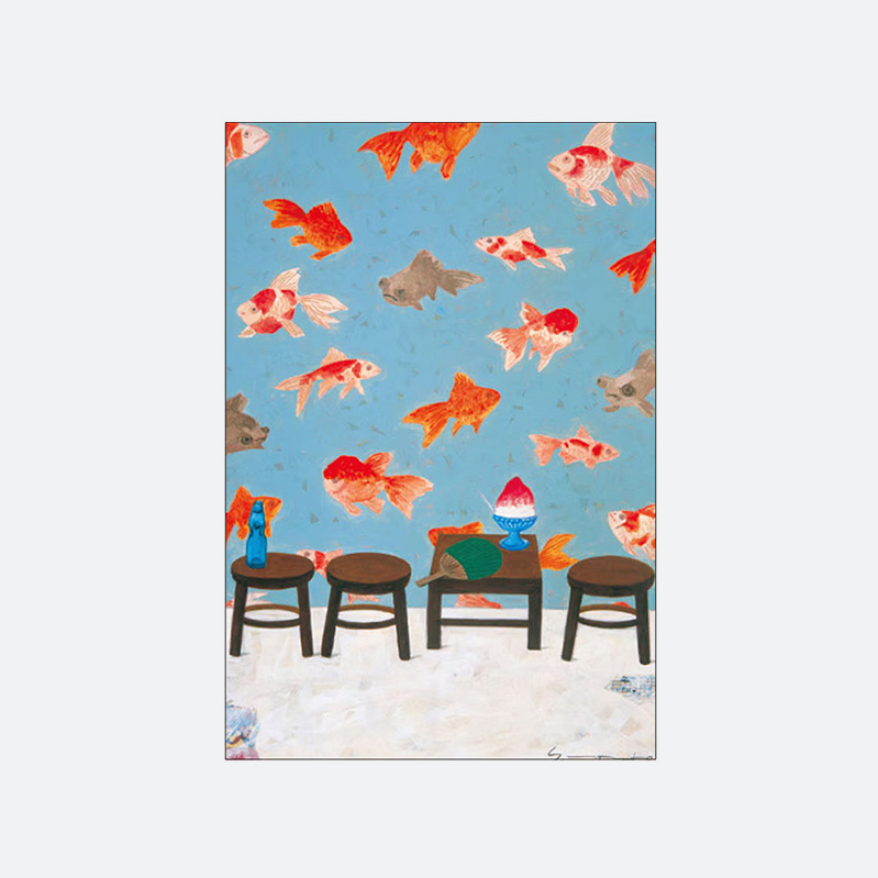 Yoko Matsumoto Postcard - Goldfish Wallpaper Front